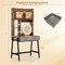 Rustic Brown White Vanity Table LED Rotatable Mirror Makeup Desk With Storage